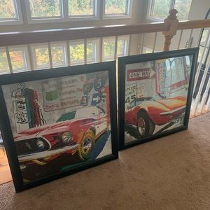 Nice frame, fun print pictures.  Paid 150 each at outrageous interiors.